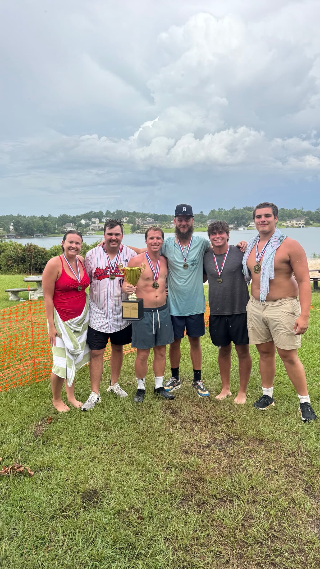 The 2026 Most Wicked Day medal photo with the trophy at Lake Tobesofkee